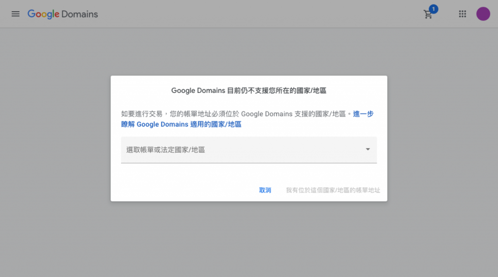 google domains地區限制
