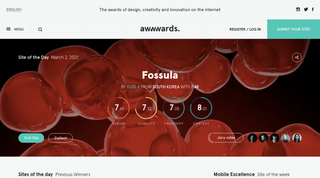 網頁配色網站：Awwwards