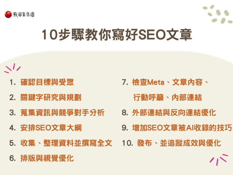 10步驟教你寫好SEO文章