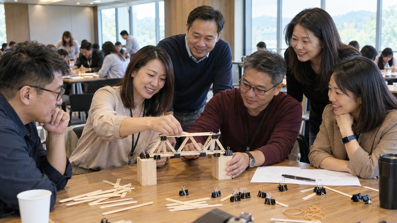 企業共識營成功案例：跨部門同仁合力完成搭橋任務的團隊合作體驗